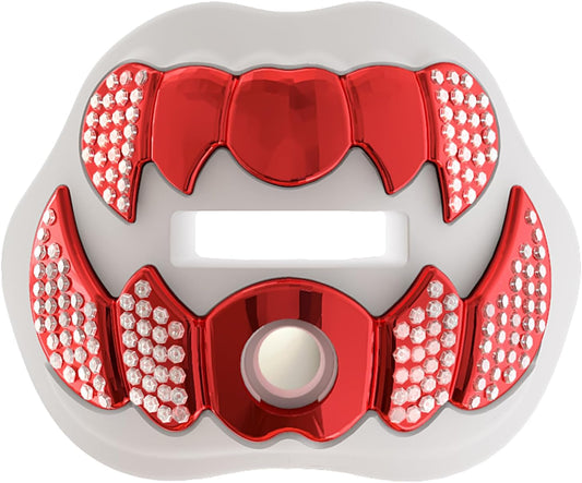 LeCool Football Mouth Guard with Connected Strap- 3D Beast Chrome Adult and Youth Mouth Guard-Mouth Piece for Sports for Maximum Air Flow and Teeth Protection