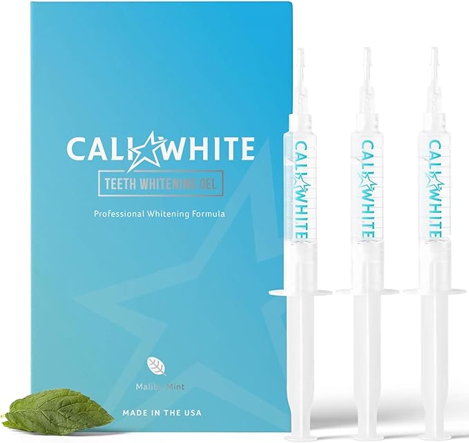 Cali White Teeth Whitening Gel Refills - 35% Carbamide Peroxide Formula - Vegan Organic Tooth Bleach - 3-Piece 5 ml Syringes for Teeth Whitening Kits - Use with UV or LED Light and Trays