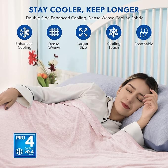 HOMFINE Cooling Blankets for Hot Sleepers - Summer Blanket Thin Lightweight Breathable Soft Double Side Enhanced Cooling for Bed Couch Sofa, Keep Cool for Night Sweats (Pink, 50 x 70 inches)