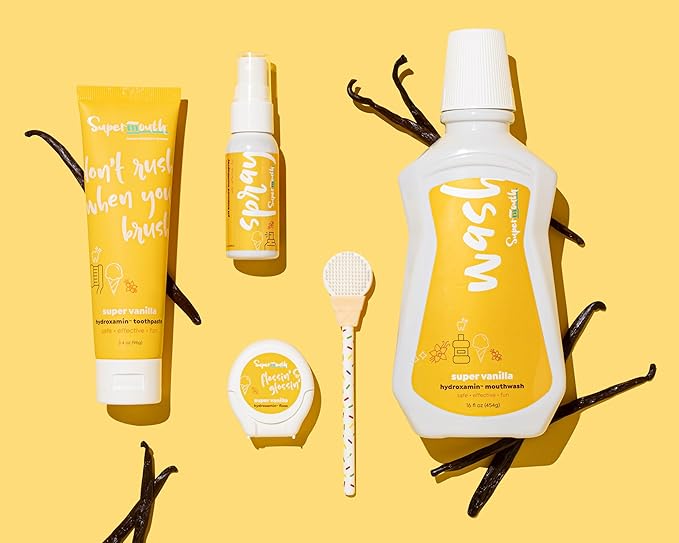 SuperMouth® Single Scoop Tongue Scraper for Toddlers & Kids Ages 2-5 – Dual-Sided Brush & Scraper Removes Odor-Causing Buildup, Fights Bad Breath, Gentle Easy-Grip Design, 3 Scents, Early Oral Care