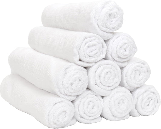 Arkwright Microfiber Gym Towel - Pack of 12 - Super Soft, Quick Dry Workout Sweat Towels, 300 GSM Lightweight & Absorbent for Sports, Working Out, Yoga, and Spa, 16 x 27 in, White