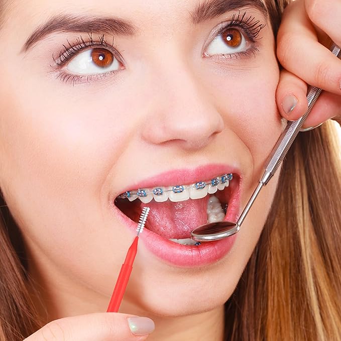 100 Pcs Interdental Brushes, 6 Sizes Braces Flossers for Cleaner Braces Brush Soft Dental Brushes Toothpicks Dental Floss Picks Dental for Braces Oral Cleaning(10 Colors)