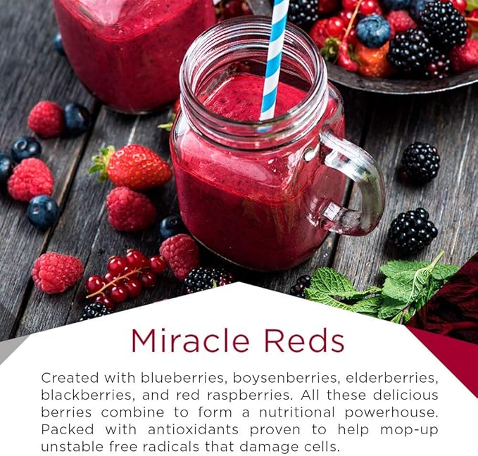 MacroLife Naturals Miracle Reds Superfood Supplement Powder Antioxidants Polyphenols Enzymes Probiotics - Raw Non-GMO Organic Vegan Gluten & Dairy Free - 30oz (90 Servings) 30oz