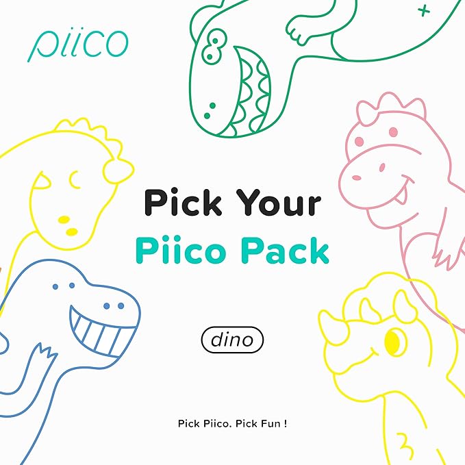 Piico Unflavored Kids Floss - No Fluoride Dual Line Dental Floss Picks - Fun Oral Care in Colorful Floss Sticks Design - Kids Flossers Avoid Tooth Decay & Gum Disease - 80 Count Dino