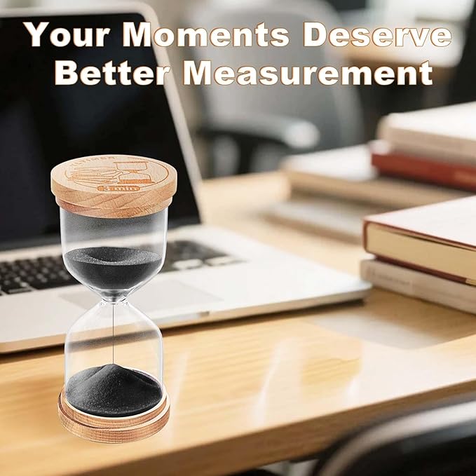 1 Minute Sand Timer, Wooden Sand Hourglass, Small Blue Hourglass, Sandglass Clock 1 Min for Classroom,Game,Decorative (Black)