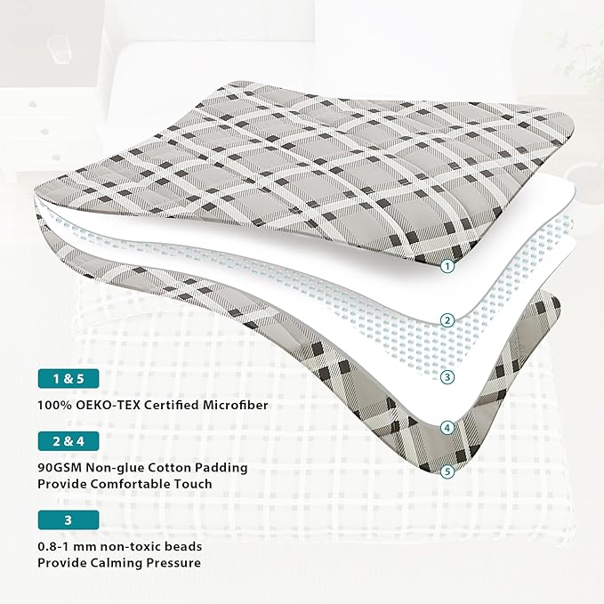 L'AGRATY Weighted Blanket - 48"x72" 15lbs Cooling Breathable Heavy Blanket Microfiber Material with Glass Beads for Adult All-Season Summer Fall Winter Soft Thick Comfort