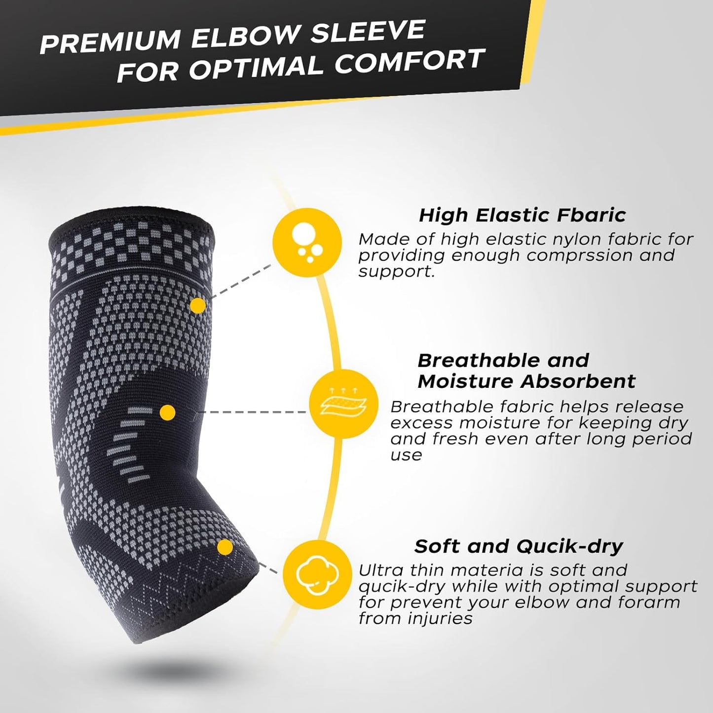 INDEEMAX Copper Elbow Compression Sleeve 1 Pair, Tennis Elbow Brace for Men Women, Elbow Support Wraps for Arthritis, Tendonitis, Bursitis, Sprains, Joint Pain Relief, Weightlifting (Grey-Black, Medium)