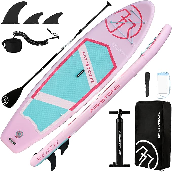 AIR-STONE 10'6” 450 lb Capacity，Inflatable Stand Up Paddle Board with sup Accessories Including Backpack, Repairing Kits, Non-Slip Deck, Leash, 3 Fins, Paddle and Hand Pump