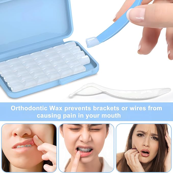 Dental Wax for Braces,Orthodontic Wax for Braces with 2 PCS Scraper Kit(4 PCS)
