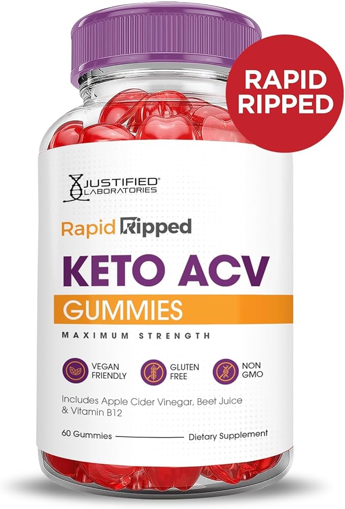 Justified Laboratories Rapid Ripped Keto ACV Gummies Advanced Formula 1000MG Rapidripped Keto Gummies Apple Cider Vinegar Formulated with Pomegranate Beet Juice Powder B12 Vegan Non GMO 300 Gummys