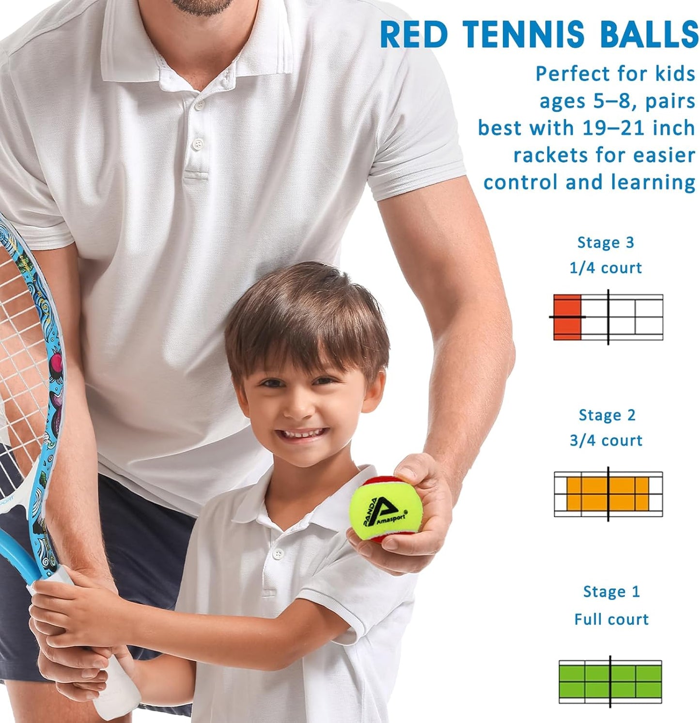 LITIAN Kids Tennis Balls – 50% 75% Low Compression Red Orange Balls with Durable Felt – Softer Than Regular Tennis Balls, Great for Youth Training & Dog Play (12 & 30 Pack)