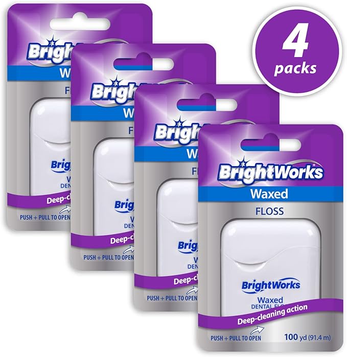 BrightWorks Dental Floss Waxed - 100 Yards (Pack of 4)