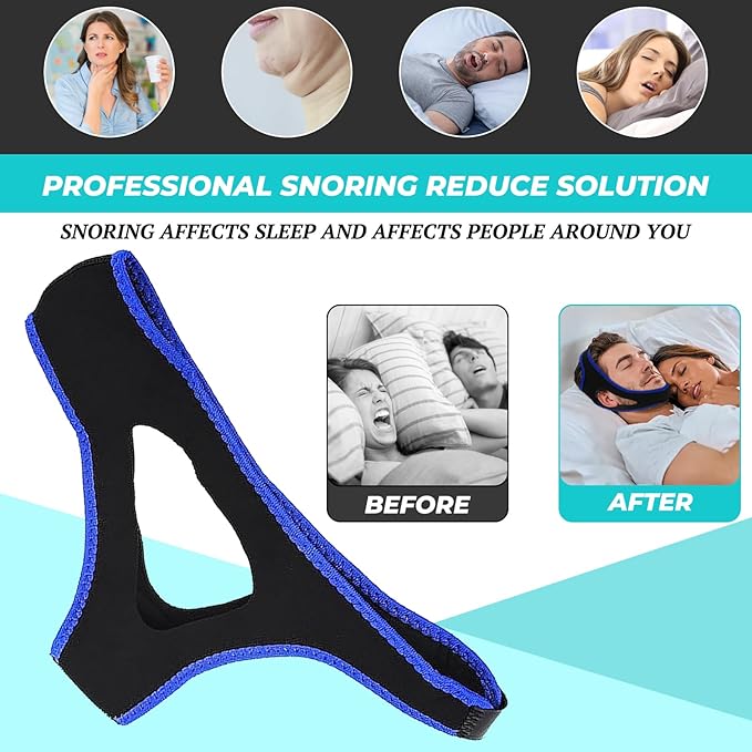 Anti Snoring Chin Strap,Chin Strap with Adjustable Velcro,Snoring Solution Effective Anti Snore Device,Breathable Stop Snoring Solution to Keep Mouth Closed and Reduce Snoring