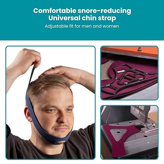 LifeSource Made in USA Anti Snoring Chin Strap for CPAP Users, Chin Strap for Snoring Solution, Breathable, Adjustable, Latex Free, Comfortable Sleep Support for Men & Women, Snoring Support, Navy