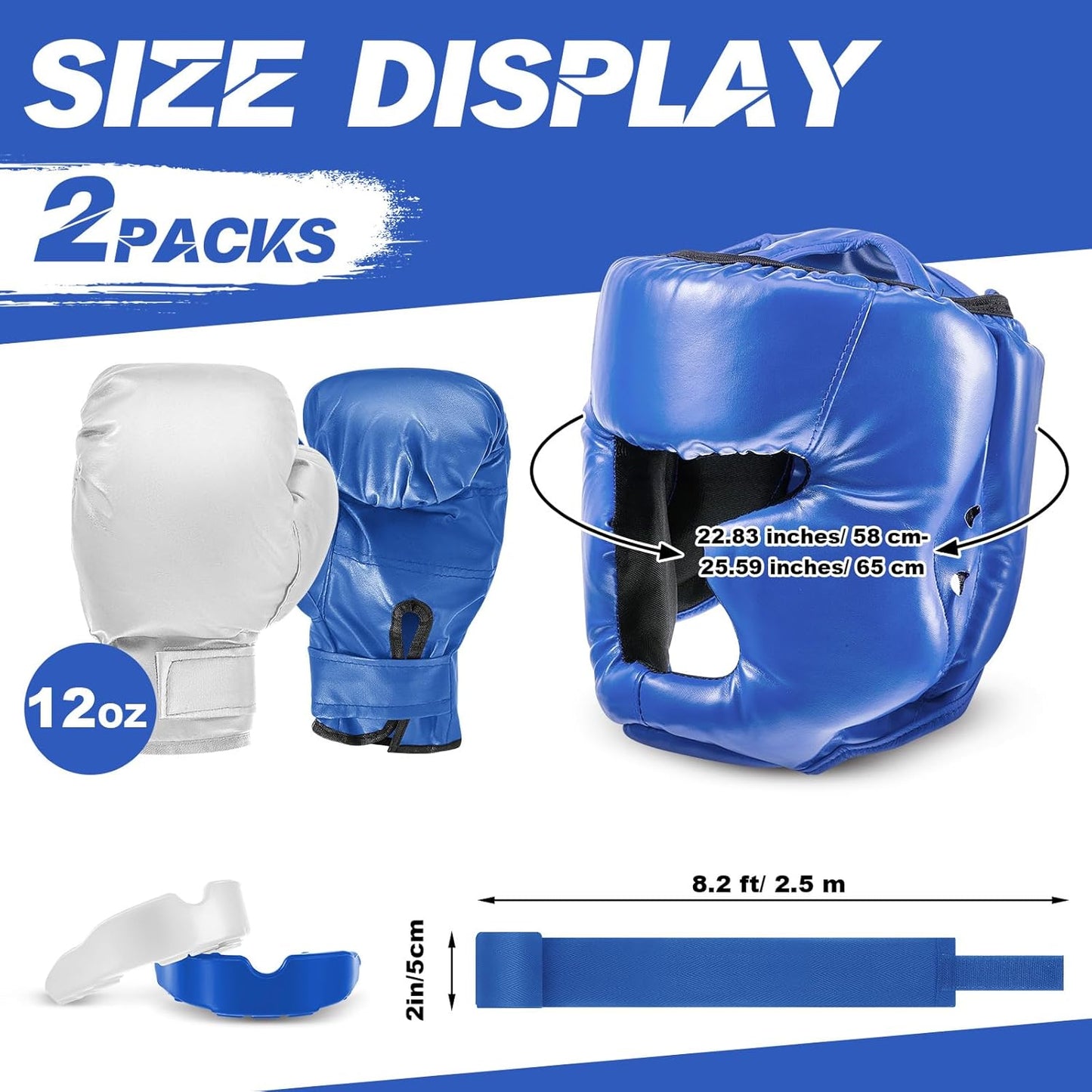 Kanayu 14 Pcs Boxing Set Including 2 Pair of 16 oz Boxing Gloves Headgear Helmet and Hand Wraps Mouth Guards Gifts for Adults Youth Beginners Training Equipment