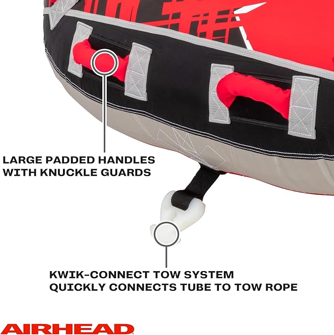Airhead G-Force Inflatable Towable Tube | 2-4 Rider Models | Dual Tow Points | Full Nylon Cover | Kwik-Connect | Patented Speed Valve | Boat Tubes and Towables