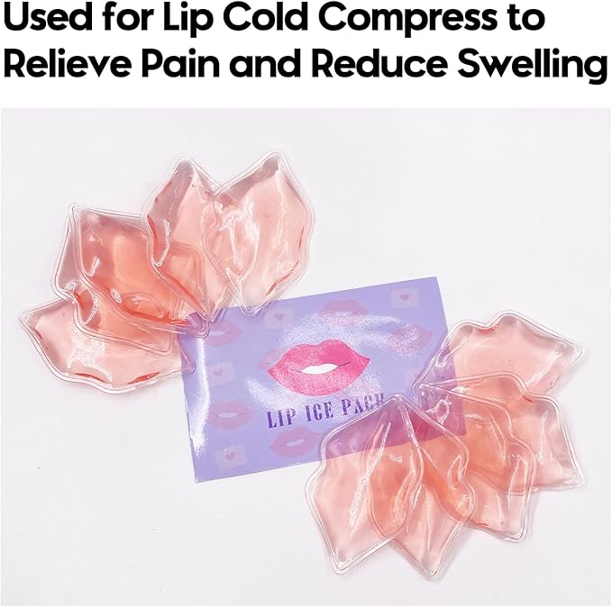 (10 PCS) Lip Ice Pack ，Ice Compress After Lip ice Treatment, Reusable ice pad for Cosmetic, Lip Shape ice Pack to Relieve Pain and Relax Lips, Anti-Aging Lip Care ice Pack to Reduce Lip Swelling