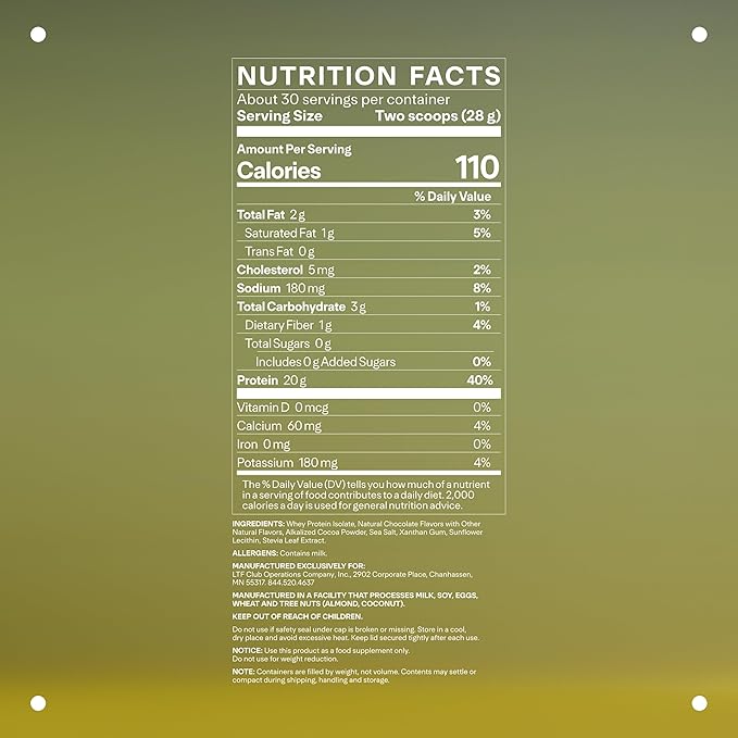 LTH Flex Whey Protein Isolate - Trusted by Life Time Fitness Members - Lactose-Free Protein Powder - for Post-Workout Recovery - Low Fat, No Sugar & Low Carb - Chocolate, 30 Servings