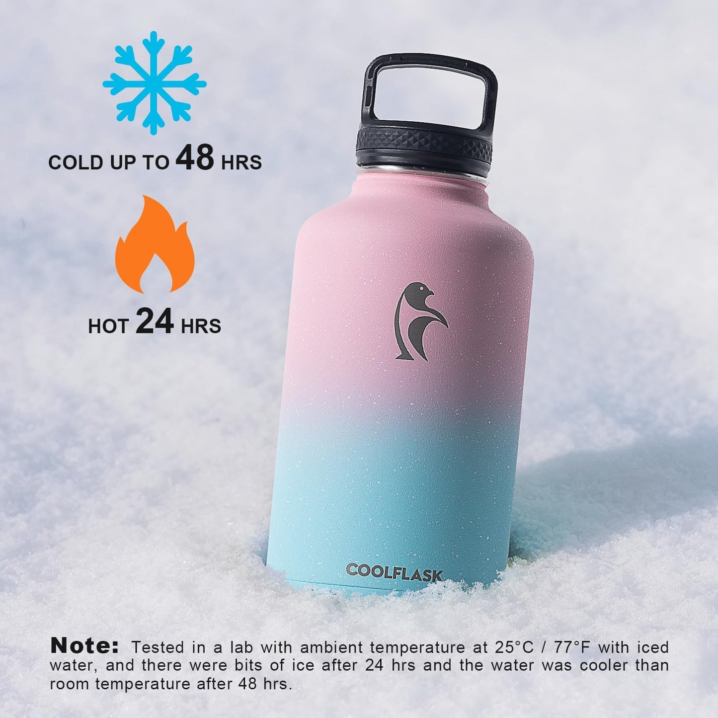 64 oz Water Bottle Insulated with Straw&3 Lids, Coolflask Half Gallon Water Jug Galaxy Large Metal Stainless Steel Vacuum flask for Gym, Sports and Travel, Keep Cold 48H Hot 24H, Blooming Cherry