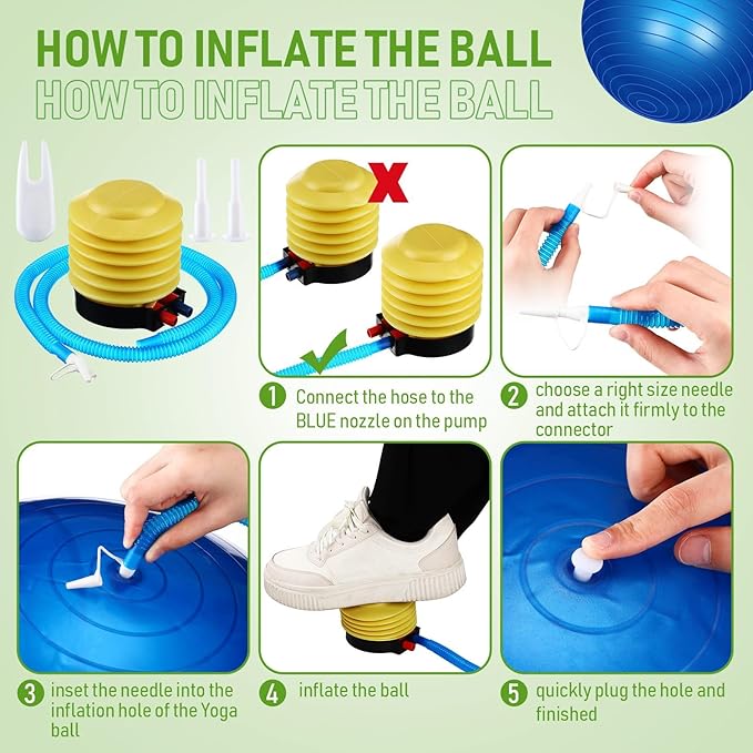 Leyndo 2 Pcs Yoga Ball Exercise Ball Large 26 Inch Exercise Anti Burst Birthing Fitness Ball with Pump, 26 Inches/ 65 cm for Improved Posture, Balance, Yoga, Pilates, Training