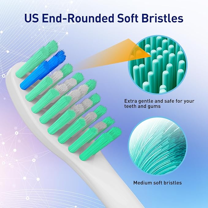 Toothbrush Heads Replacement Compatible with Philips Sonicare HX7022 HX7023 E-Series -Brush Heads for Essence Electric Toothbrush, 6 Packs