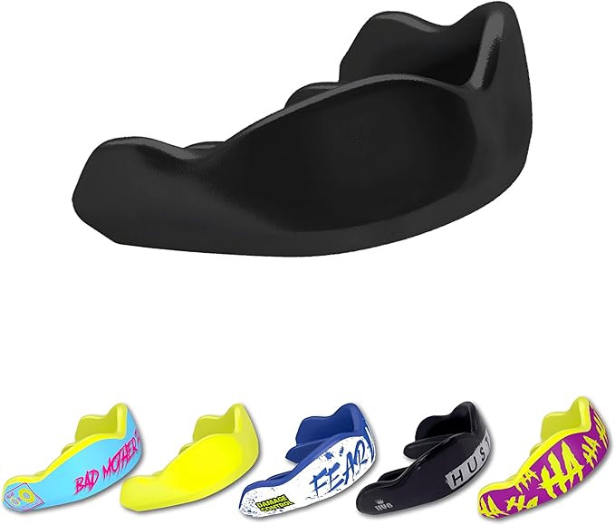 DAMAGE CONTROL High-Impact Mouth Guard – Sports Mouthguard for Boxing, Football, Hockey, Lacrosse & Basketball, Protects Teeth & Jaw, Protective Mouthpiece for Adults & Youth (Adult, Black 2.0)