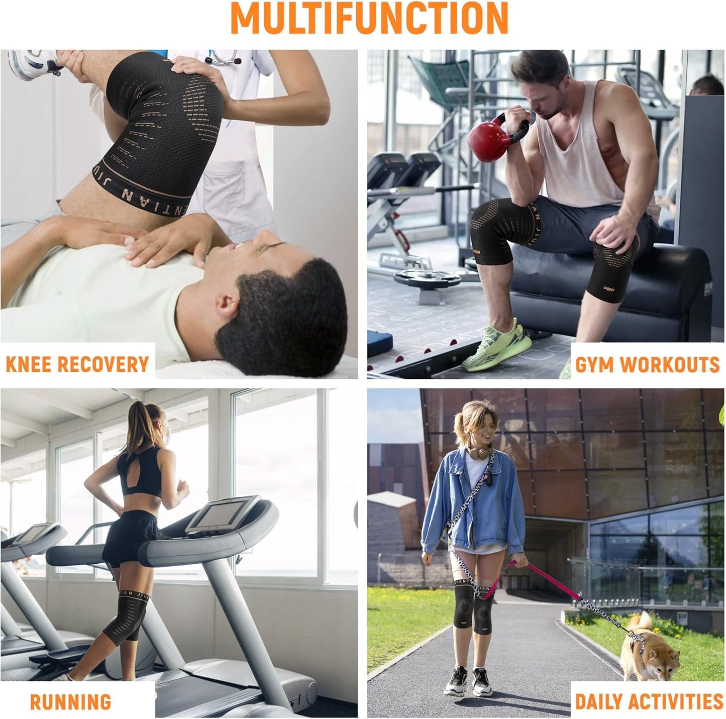 JIUFENTIAN Copper Knee Sleeve,Copper Knee Braces for Women and Men Arthritis,ACL, Tendinitis, Meniscus Tear, Joint Pain Relief, Running, Working Out, Fitness, Weightlifting (Medium)