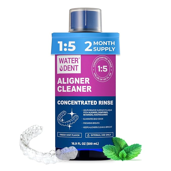 ALIGNER Cleaner Rinse | Concentrated | Clean INVISIALIGN, retainers, dentures, Mouth Guards | 2 Month Supply, (Pack of 1 - Value of 101 fl.oz), Alcohol Free, Minty & Fresh. Made in USA - Pack of 1