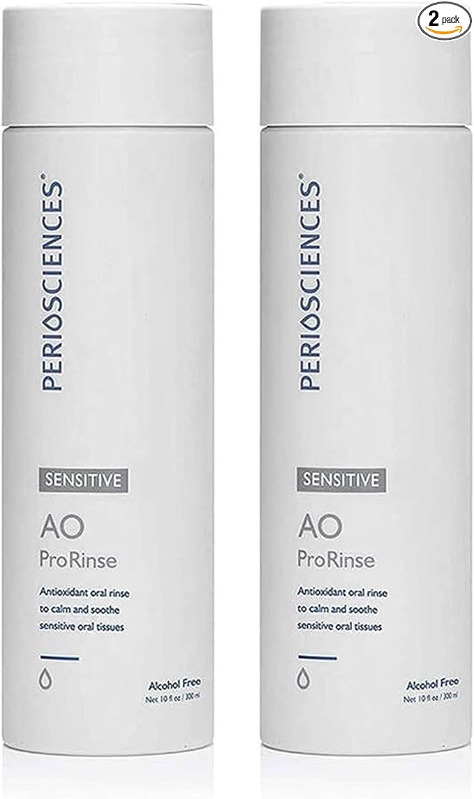 PerioSciences AO ProRinse Sensitive Teeth Mouthwash with Essential Oils and Antioxidants - Alcohol Free Mouthwash for Extreme Oral Sensations, 10 fl oz/300ml Pack of 2