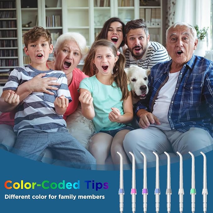 Replacement Heads for Waterpik, Replacement Picks for Water Pik Water Flosser (8 Classic Jet Tips + Storage Case + Travel Case)