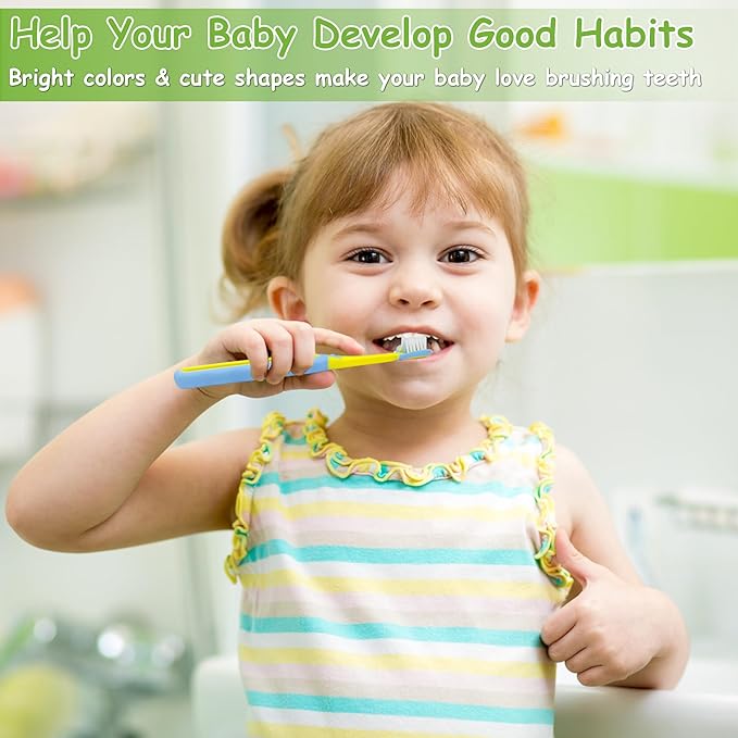 Toddler Toothbrush 8 Pack, Soft Baby Toothbrush Efficient 3 Sided Kids Tooth Brush for Ages 1-12 Years, Infant Training Tooth Brush Complete Tooth and Gum Care, Easy to Grip(Patent)