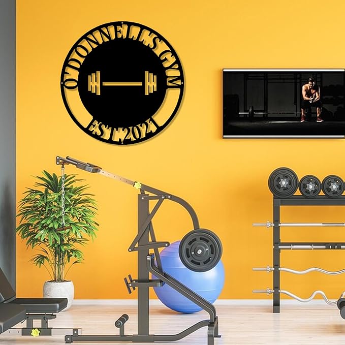 Luxury Personalized Home Gym Metal Sign, Gym Decor, Workout Room Sign