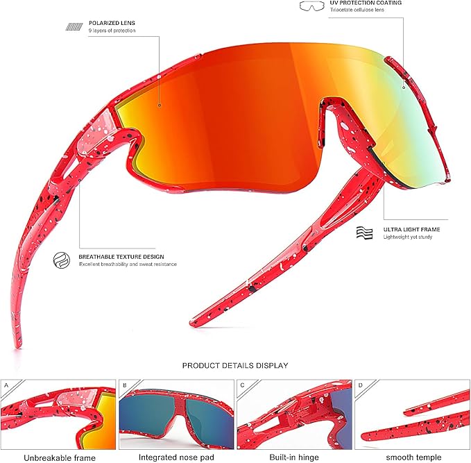 Kids Baseball Sunglasses for Boys Girls Youth Softball Cycling Sports Sunglasses UV400 Protection Age 5-12