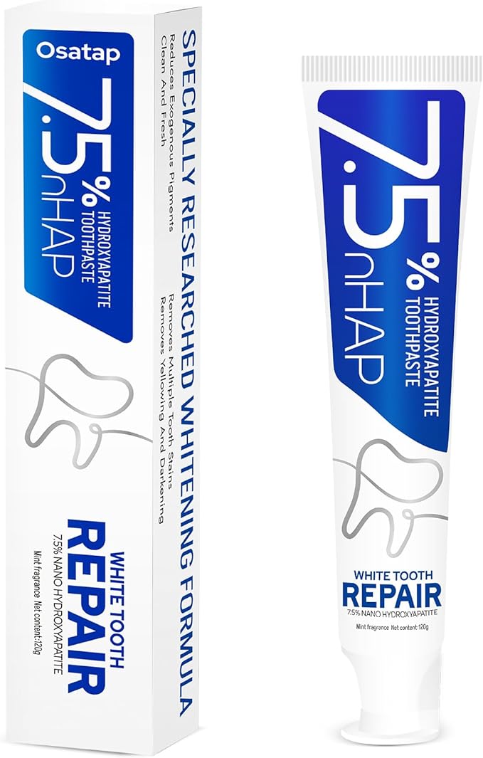 7.5% Hydroxyapatite Toothpaste – Fluoride-Free Whitening & Enamel Support, Gentle Nano Formula for Sensitive Teeth, Fresh Mint, Natural Daily Care