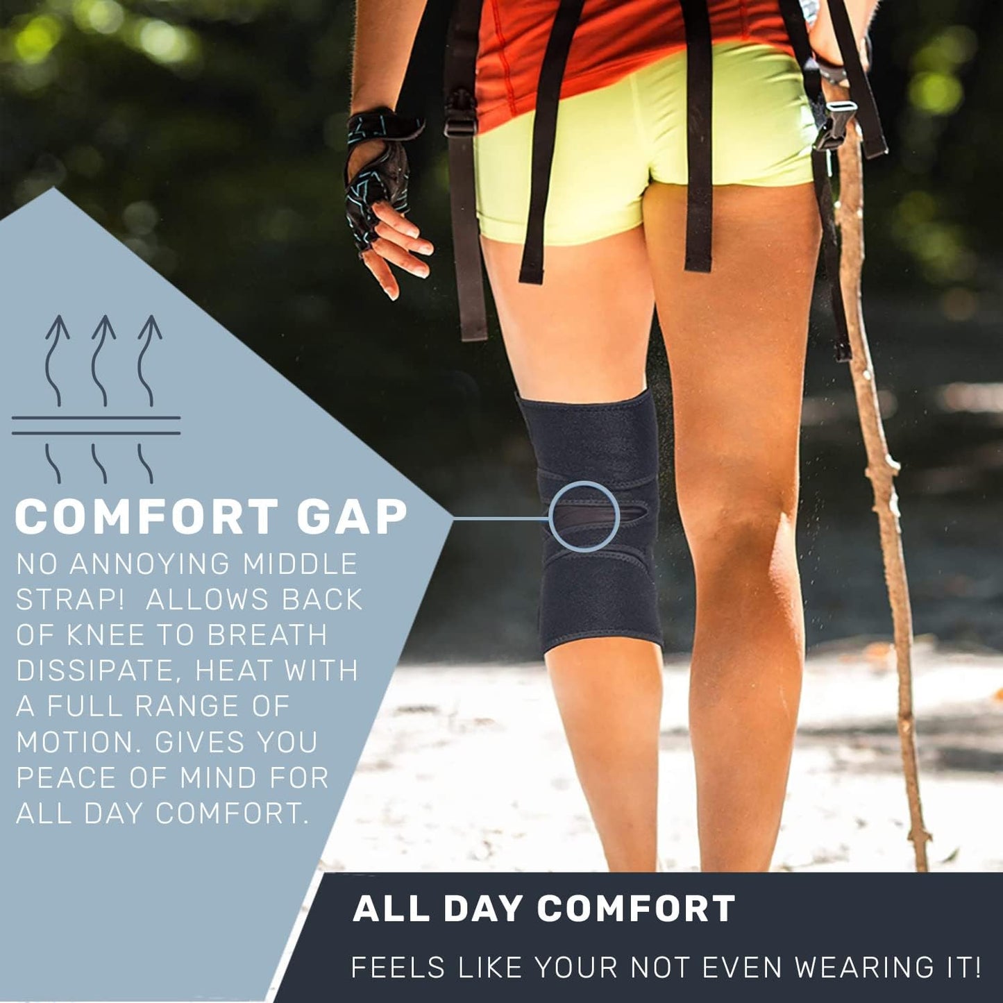 Knee Brace Meniscus Tear Support For Arthritis Acl, Mcl Pain Patented 4-way Adjustable Wraparound Strap Dual Side Stabilizer For Patella Stability Size [medium]