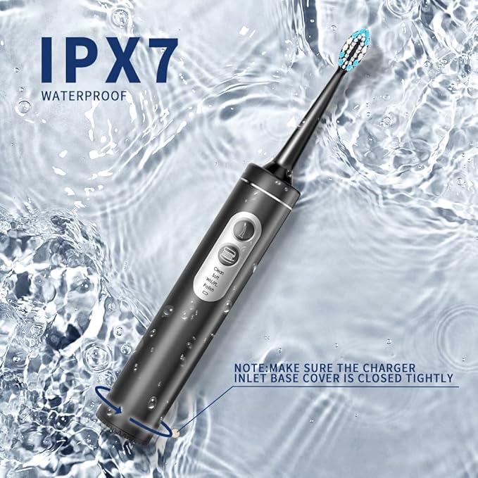 Electric Toothbrush with Water Flosser, 3 in 1 Electric Toothbrush with 4 Modes, Toothbrush and Water Flosser Combo for Adults, Water Flosser Portable for Travel and Home