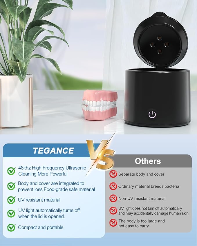 Ultrasonic Retainer Cleaner, 48kHz Denture Cleaner, Retainer Cleaning Machine for Denture, Retainer, Aligner, Jewelry, Mouth Guard, Brace, Toothbrush, Pacifier, Razor, 3 Modes Jewelry Cleaner 200ML