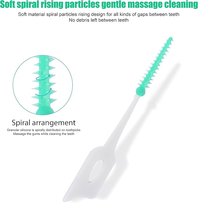 Ndzefan160PCS Portable Soft Silica Gel Toothpick Dental Floss Picks Soft Original Suitable for Oral Care of Adults and Childrens,Toothpick Brushes Teeth Cleaning Tool (Green)