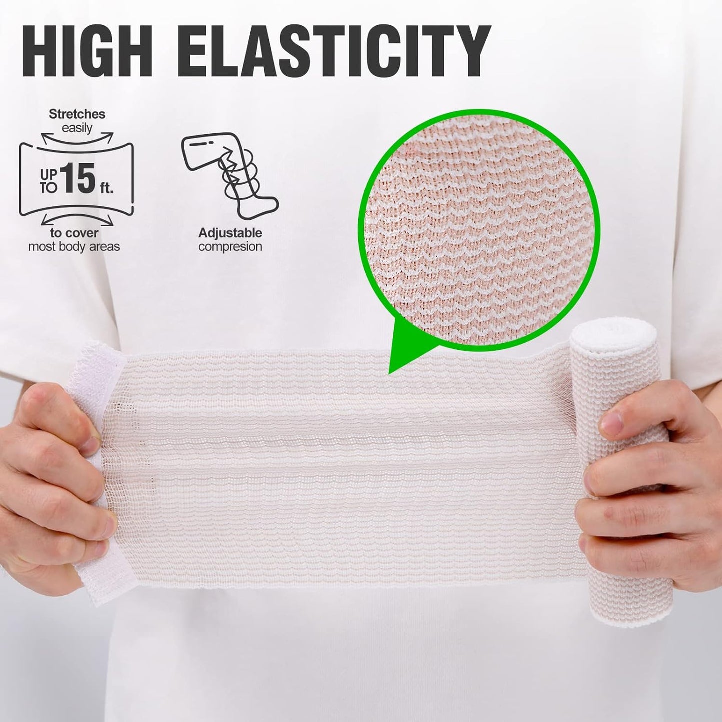 4 Pack Elastic Bandage Wrap | 4" Wide Medical Bandage Wrap with Hook-and-Loop Fasteners on Both Ends Compression Wrap for Wounds Latex Free Stretch Bandage for Foot Arm Hand Ankle Injury