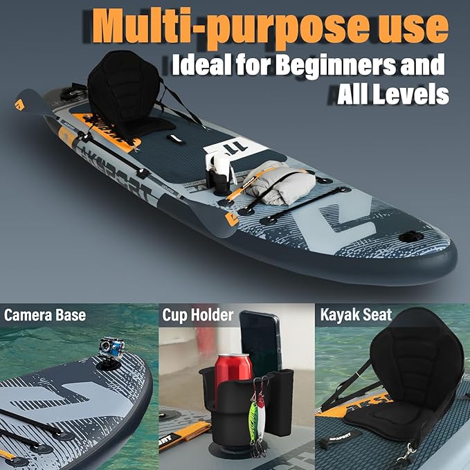 AKSPORT Inflatable Stand Up Paddle Board, SUP Board with All Accessories, Wide Stable Design, Non-Slip Deck, Inflatable Paddle Boards for Youth & Adult