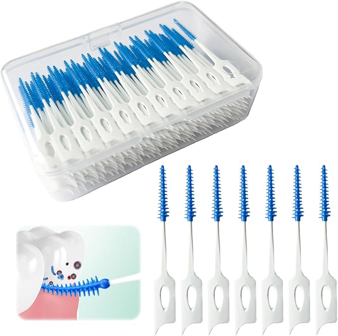 Ndzefan160PCS Portable Silica Gel Toothpick Toothbrush Original Suitable for Oral Care of Adults and Children,Toothpick Brushes Teeth Cleaning Tool (Blue)