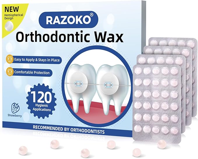 RAZOKO Orthodontic Wax for Braces Wax Dots 120 Individual Hygienic Packaging Dental Wax