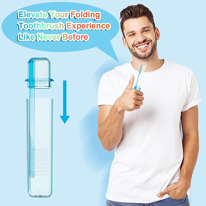 Travel Toothbrush - Folding Toothbrush, Transparent Foldable Handle, Soft Toothbrushes for Adults, Multicolor Pack of 5