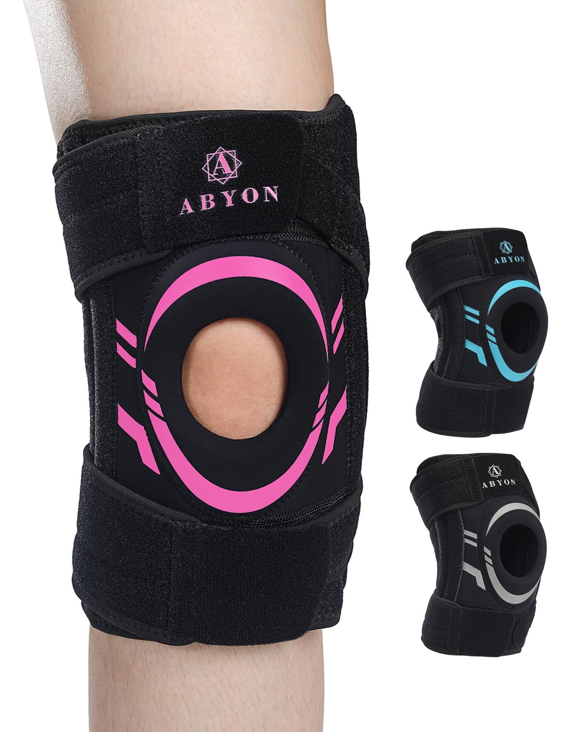 ABYON Knee Brace for Pain Relief, Meniscus Tear, Arthritis, ACL and Joint Support – Open Patella Dual Side Stabilizer Knee Support with Medical-Grade Compression for Men and Women - Please Check How To Size Video