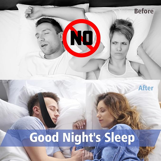 1 Pack Black Comfortable Chin Strap for CPAP Users, Chin Strap for Sleeping,Men and Women to Stop Snoring Universal Size- Keep Mouth Closed and Reduce Air Loss for Better Sleep