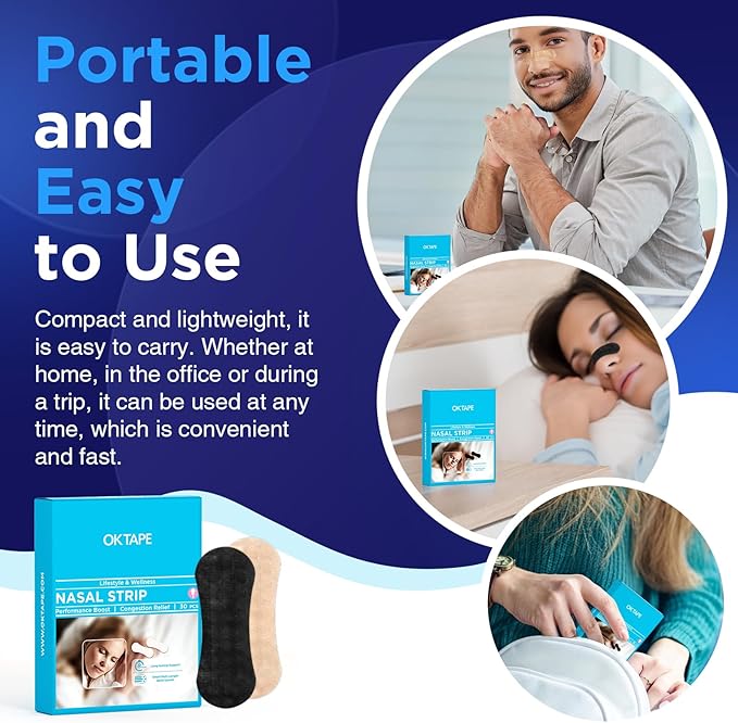 OK TAPE Nose Strips for Breathing and Snoring, 30Pcs Beige, Nasal Strips for Snoring and Running, Performance Boost Snoring Solution, Help Relief Nasal Congestion and Reduce Snoring