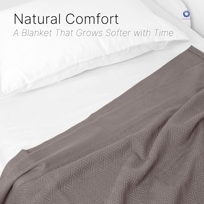 Luxury Cotton Blankets for King Bed - Blanket for Ultimate Comfort and Warmth, Herringbone Cozy Lightweight,Soft and Breathable Design Ideal for Cuddling for All Seasons Dark Grey