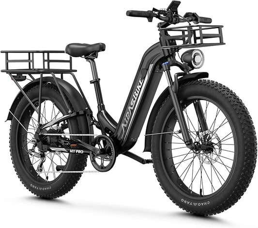 M1 Pro Electric Bike, 1800W Peak Motor Electric Bike for Adults, 48V 17.5Ah, 26'' x 4.0'' Fat Tire Electric Mountain Bike, Ebike with 85 Miles, 36MPH, 7 Speed 110Nm and Dual Suspension