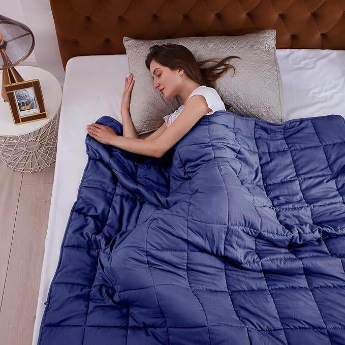 L'AGRATY Weighted Blanket - 48"x72" 20lbs Cooling Breathable Heavy Blanket Microfiber Material with Glass Beads for Adult All-Season Summer Fall Winter Soft Thick Comfort