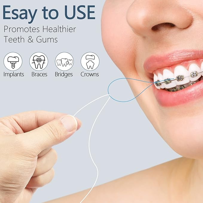 Floss Threaders, Deep Clean Dental Floss Threader for Braces, Bridges, and Implants 210PCS(6Pack),Blue